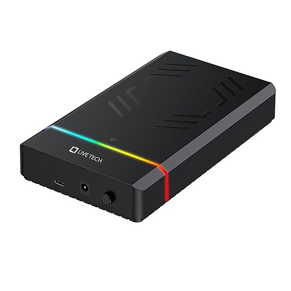 Live Tech HDC03 RGB 3.5" SATA/SSD Enclosure – USB 3.0 Type-C | 5Gbps Speed | Supports 2.5"/3.5" Drives Up to 18TB | Built-in Heat Sink | RGB Lighting | Plug & Play | Windows/Mac/Linux Compatible