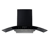 Wonderchef Ultima 90cm 1200 m3/hr Auto Clean Curved Glass Chimney  Baffle Filter 1200M3/Hr powerful suction