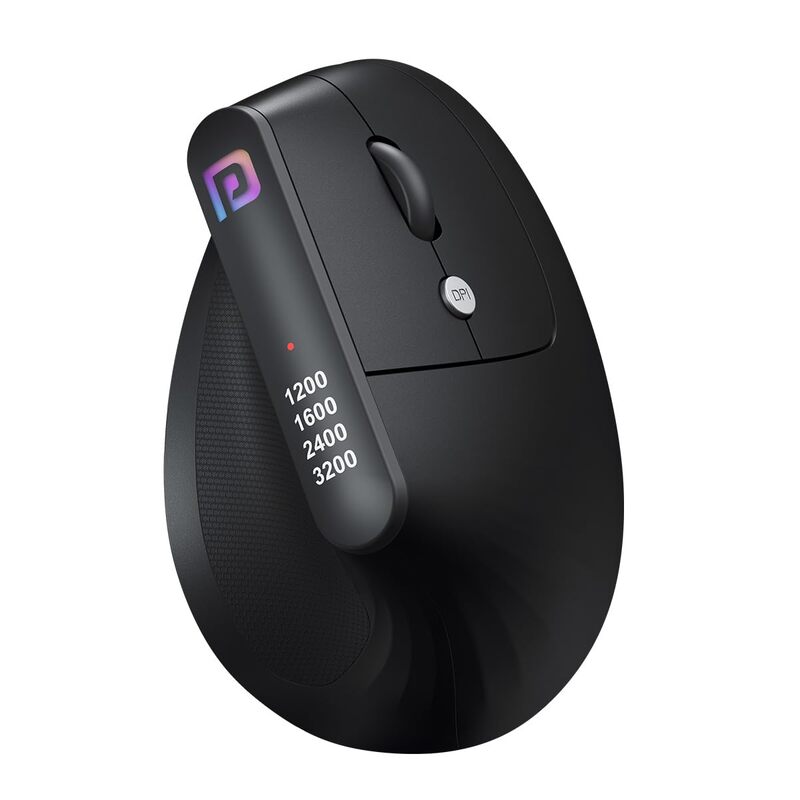 Portronics Toad Ergo Vertical Wireless Mouse – 2.4GHz |DPI up to 3200| Black | 1 Year Warranty