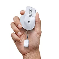 Portronics Toad Mino: Sleek White Wireless Mouse with Dual Connectivity. Compact design, perfect for travel. Enjoy seamless navigation and comfort with this stylish, portable accessory.