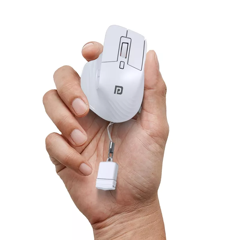 Portronics Toad Mino: Sleek White Wireless Mouse with Dual Connectivity. Compact design, perfect for travel. Enjoy seamless navigation and comfort with this stylish, portable accessory.