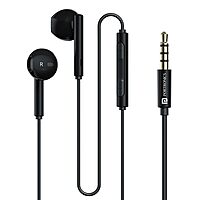 Portronics Conch Theta A – 3.5mm Earphones with Mic, sleek black design, delivering clear sound and comfort for music lovers and calls, perfect for everyday use and portable convenience.