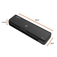 Laplam II LLM‑006 A3 laminator: quick‑warm-up (3–5 min), 4 rollers, hot/cold modes, jam-release, laminates up to 1 mm thick at 500 mm/min, 1‑yr warranty.