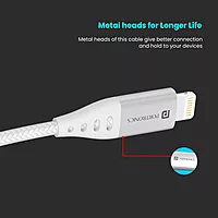 Portronics 1649 Konnect L 20W Type-C to Lightning Cable – Nylon Braided | 1M | White