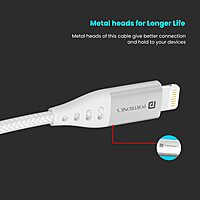 Portronics 1649 Konnect L 20W Type-C to Lightning Cable – Nylon Braided | 1M | White