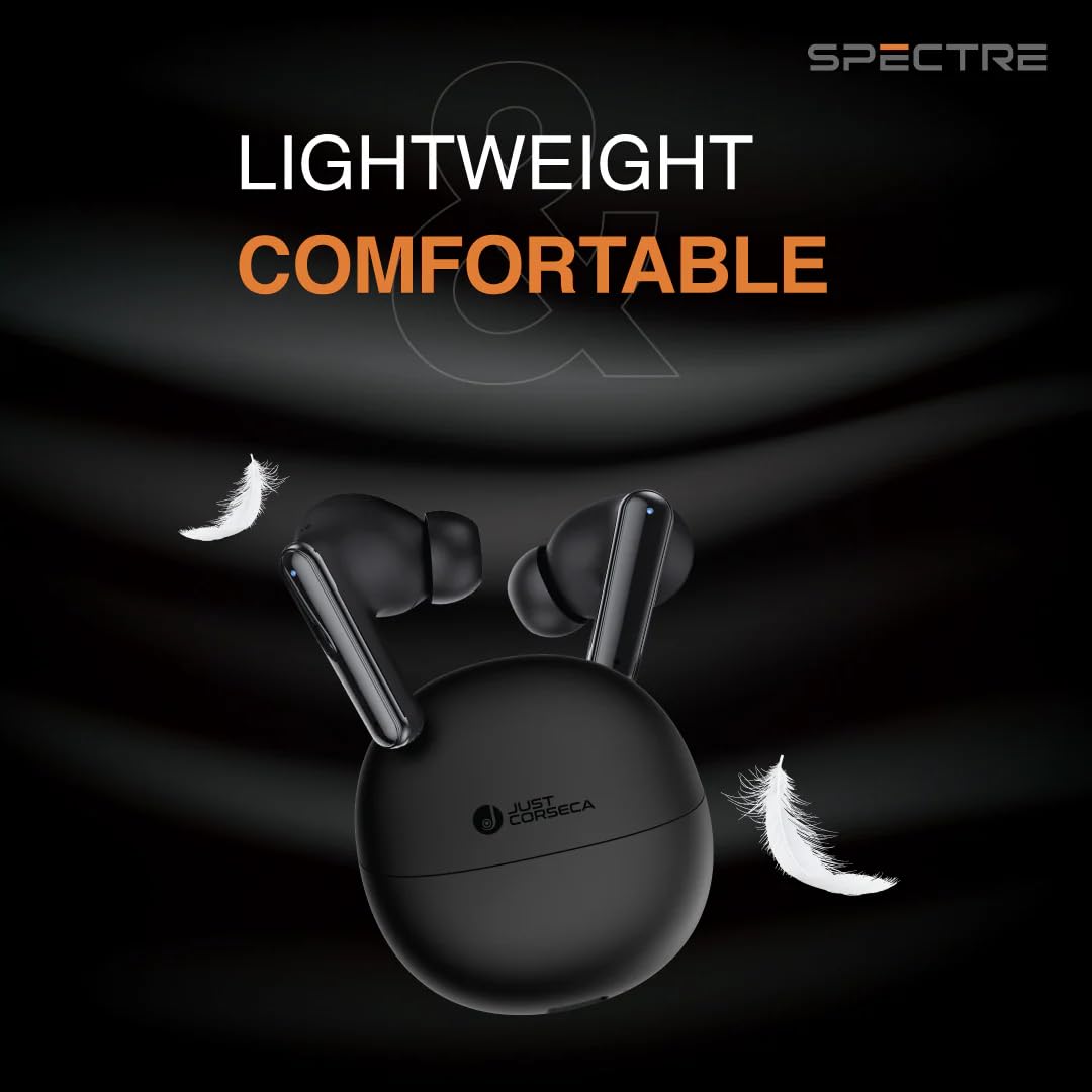 Just Corseca Spectre TWS Earbuds – Bluetooth 5.4 | Quad Mic ANC & ENC | 13mm Drivers | Black