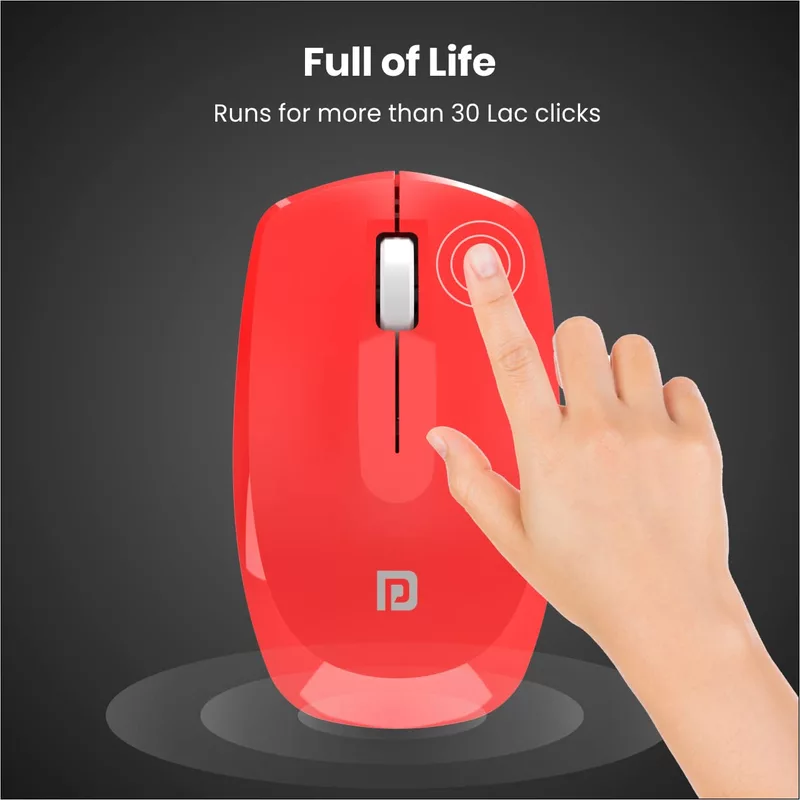 Portronics Toad 25 Wireless Mouse – 2.4GHz | USB Nano Dongle | 1200 DPI Optical Tracking | Ambidextrous Design | PC, MacBook & Laptop Compatible | Red