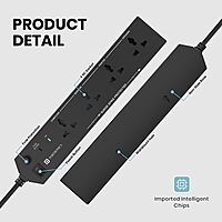 Portronics Power Plate 10 Extension Board – 4 Sockets, 2m Cord, 1500W, 6A, Black