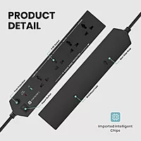 Portronics Power Plate 10 Extension Board – 4 Sockets, 2m Cord, 1500W, 6A, Black