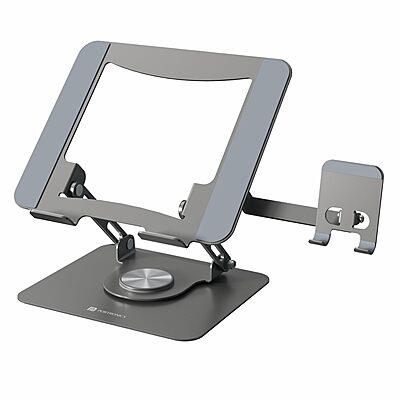 Portronics My Buddy K9 Pro Laptop Stand – Metal Build | 360° Rotatable | Black | 1 Year Warranty