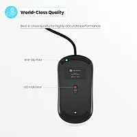Portronics Toad 21 Wired Optical Mouse – Adjustable DPI | USB Interface | Ergonomic Design | 1.5m Cable | Black | PC & Laptop Mouse