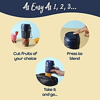 Wonderchef Nutri-Cup Portable Blender USB Charging 300ml Blue  Rechargeable Blender