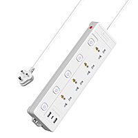 Portronics Power Plate 19 – 4 Sockets, 5 Switches, 2000W, Surge Protection, Compact Design, Ideal for Home/Office, Overload Protection, Durable Build, Easy to Use, Perfect for Multiple Devices.