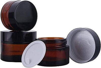 50ml Amber NEW Glass Jar + BLACK Cap + White Seal 50ml Amber NEW Glass Jar + BLACK Cap + White Seal