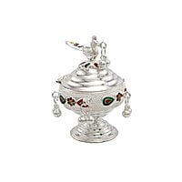 Salangai Peacock Kumkum chimizh Puja haldi Peacock kumkum ghungroos Holder