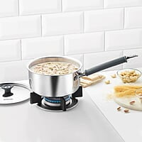 Borosil Cookfresh Tri-ply Stainless Steel Sauce Pan with Lid, Induction Friendly Tea Pan, 1.5 L, 16 cm Dia