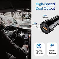 Ambrane 38W Fast Car Charger with Dual Output, Quick Charge 3.0 RAAP C38 A