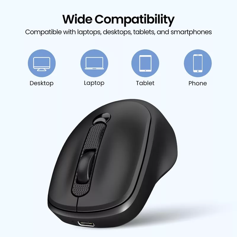 Portronics Toad 7 Wireless Mouse – Bluetooth 5.3 & 2.4GHz Wireless | Adjustable Sensitivity Up to 3200 DPI | Rechargeable Built-in Battery | Black