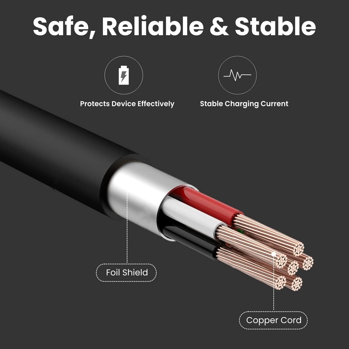 POR-655 Konnect Core USB-C Cable – 1M Fast Charging & Data Transfer Cable in White