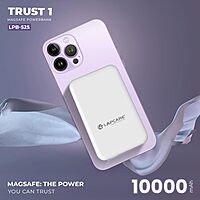 Lapcare Trust MagSafe LPB‑456 10000 mAh power bank: 22.5 W wired + 15 W magnetic wireless charging, LED display, USB‑C dual protection.