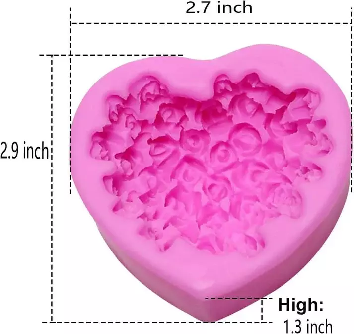 Silicon Mold Candle 3D Rose Flower in  Heart