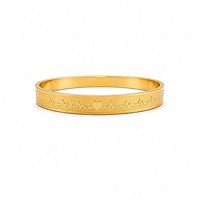 Love Heart Engraved Gold Plated Bangle for Women&men | Minimalist Designer Kada Bracelet