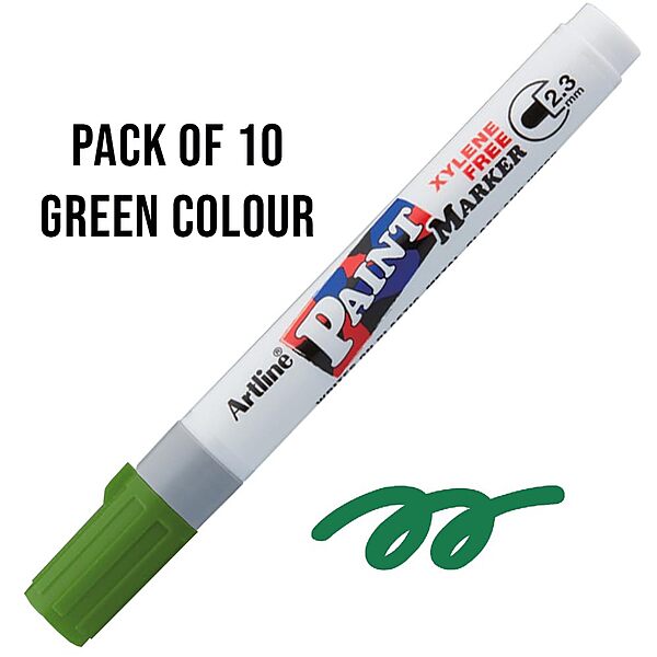 Artline Green Plastic Body Paint Marker – Permanent | Pack of 10 Artline Green Plastic Body Paint Marker – Permanent | Pack of 10