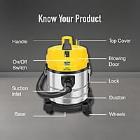 KENT Wet and Dry Vacuum Cleaner KSL 612 1200 W Blower Function Flexible hose Extension tube Crevice tool Floor brush Wet brush Filter bag