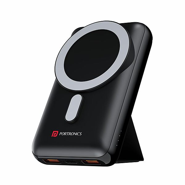 Portronics Wirecell 10 – 15W Wireless, 22.5W Wired-Black is a versatile charging solution, offering fast wireless charging up to 15W and wired charging at 22.5W for efficient power delivery.