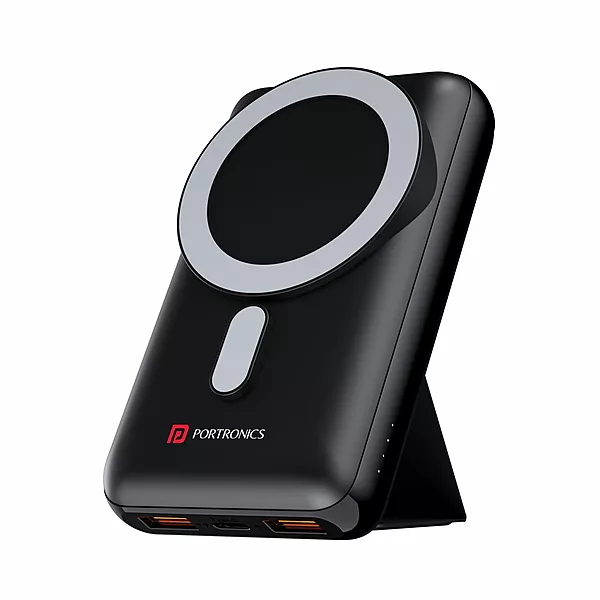 Portronics Wirecell 10 – 15W Wireless, 22.5W Wired-Black is a versatile charging solution, offering fast wireless charging up to 15W and wired charging at 22.5W for efficient power delivery.