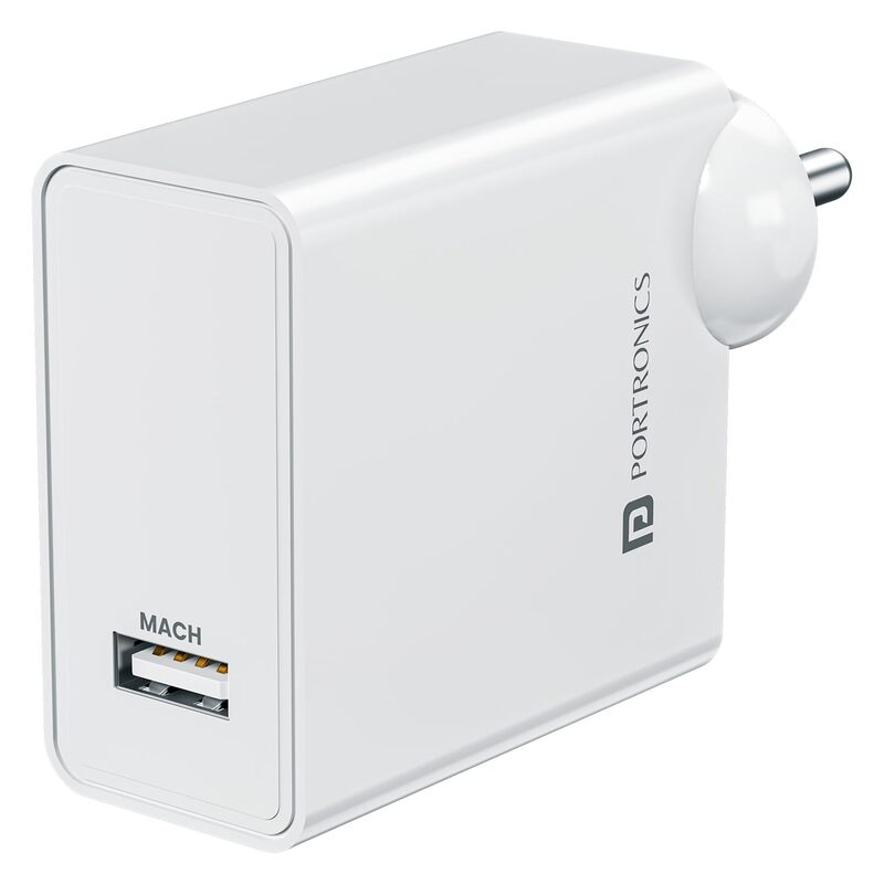 Portronics Adapto 25A 25W USB-A Fast Charging Wall Charger SuperVOOC VOOC WARP Support