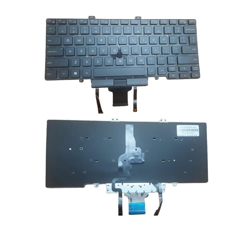 Dell E5400 laptop keyboard features a full-sized layout with responsive keys, designed for comfortable typing. It includes a numeric keypad and is built for durability and reliability.