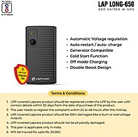 Lapcare LONG-650 600VA UPS – 230V, 360W | Compact Design | 4-8ms Response Time | ATX/EPS | 2Y Warranty | Black