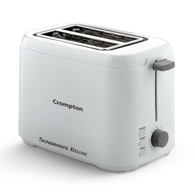 Crompton SunBrown Deluxe Pop-up Toaster 800W with Removable Crumb Tray 7 Browning Levels with Reheat