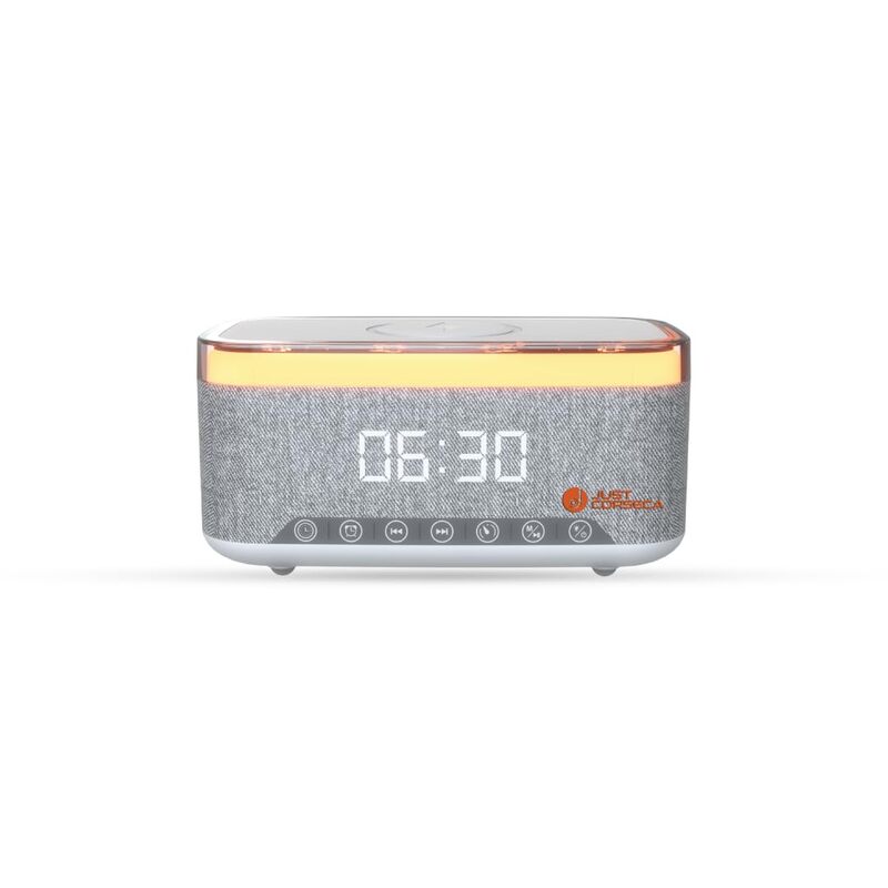 Just Corseca Sushi Elegant Speaker Alarm Clock – 20W | Wireless Charging | White Noise | White