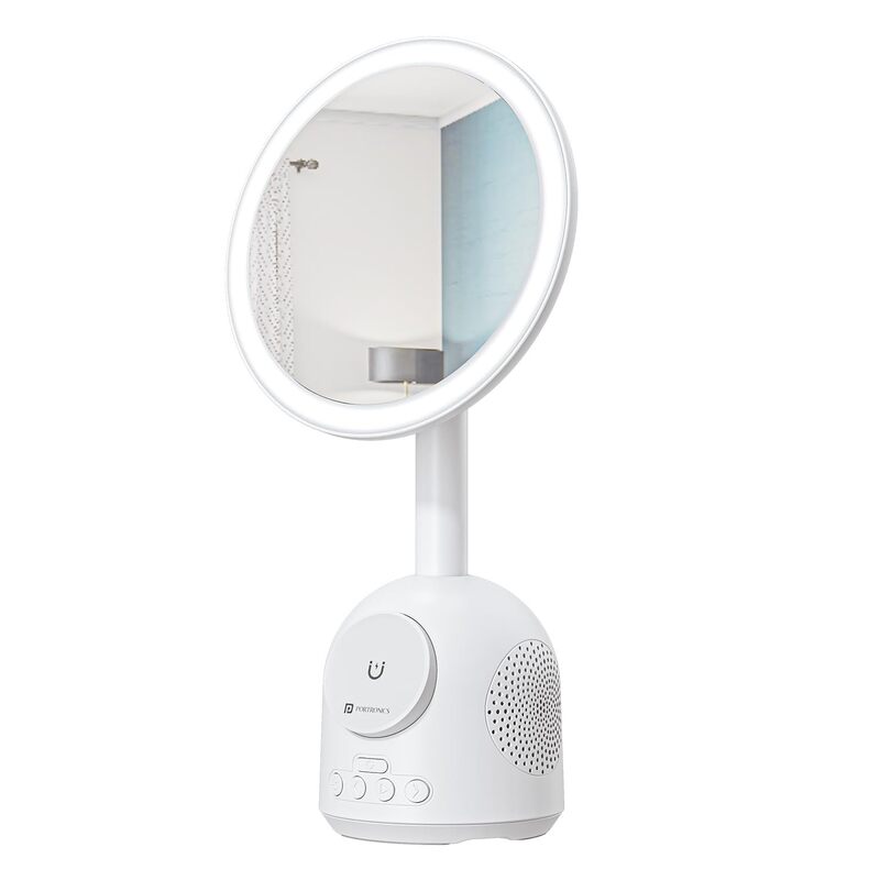 Portronics MOVO II 3-in-1 Wireless Charger with 5W Bluetooth Speaker & Makeup Mirror | 15W | White