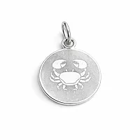 925 Sterling Silver Cancer Zodiac Pendant for Men & Women | Astrology Crab Charm Necklace | Round Engraved Horoscope Jewelry