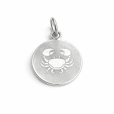 925 Sterling Silver Cancer Zodiac Pendant for Men & Women | Astrology Crab Charm Necklace | Round Engraved Horoscope Jewelry