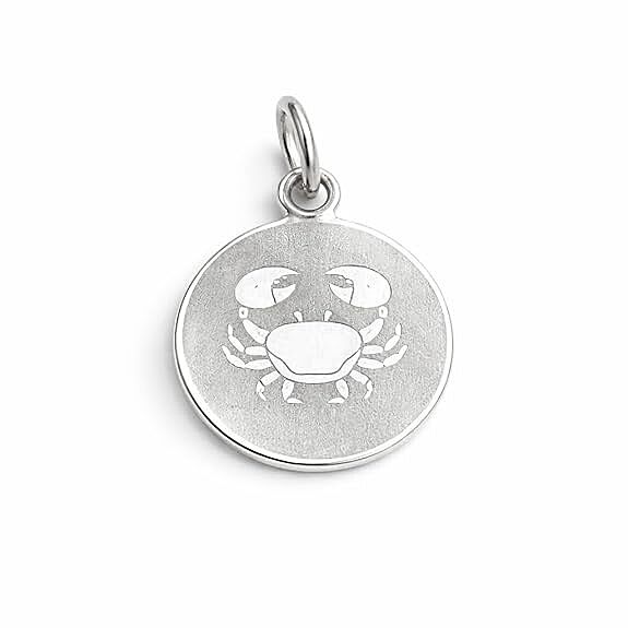 925 Sterling Silver Cancer Zodiac Pendant for Men & Women | Astrology Crab Charm Necklace | Round Engraved Horoscope Jewelry