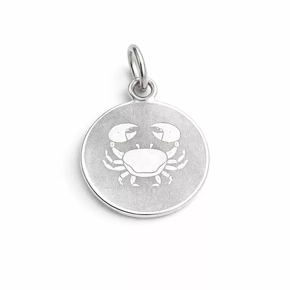 925 Sterling Silver Cancer Zodiac Pendant for Men & Women | Astrology Crab Charm Necklace | Round Engraved Horoscope Jewelry
