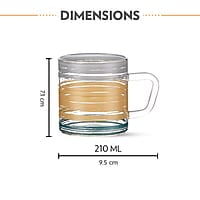 Borosil Vision Glance Tea n Coffee Classic Mug Set of 6 Pcs 210 ml | Borosillicate Glass, Microwave Safe, Scratch Resistance, Lightweight | for Chai, Green Tea, Milk