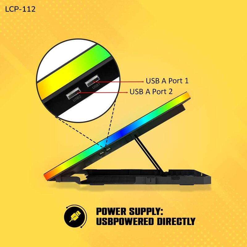 Lapcare Winner Pro LCP‑112 RGB Laptop Cooling Pad – 6 Fans, 7-Angle Adjustable, Dual USB