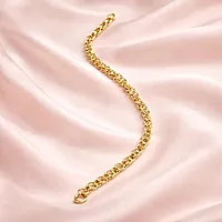 Impon Gold Plated Link Chain Bracelet for Men & Women | Classic Round Link Design Gold Finish Hand Chain | Daily Wear Jewelry