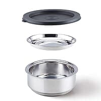 Borosil - Carry Fresh Stainless Steel Insulated Lunch Box Set of 3, (2pcs 280 ml + 1pcs 180 ml), Black