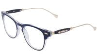 Unisex Square Spectacle Frame. Blue Color Rim. Blue & Gold Color Temple. Transparent ARC Lens.
