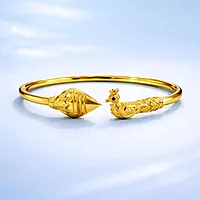Impon Gold Plated Peacock Design Kada for Women | Traditional Openable Bangle | Antique Finish Temple Jewelry Bracelet
