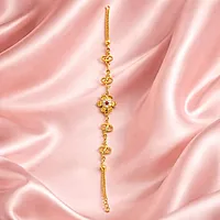 Impon Gold Plated Floral Bracelet for Women | Adjustable Hand Chain with Stone | Elegant Daily Wear Gold Finish Jewelry