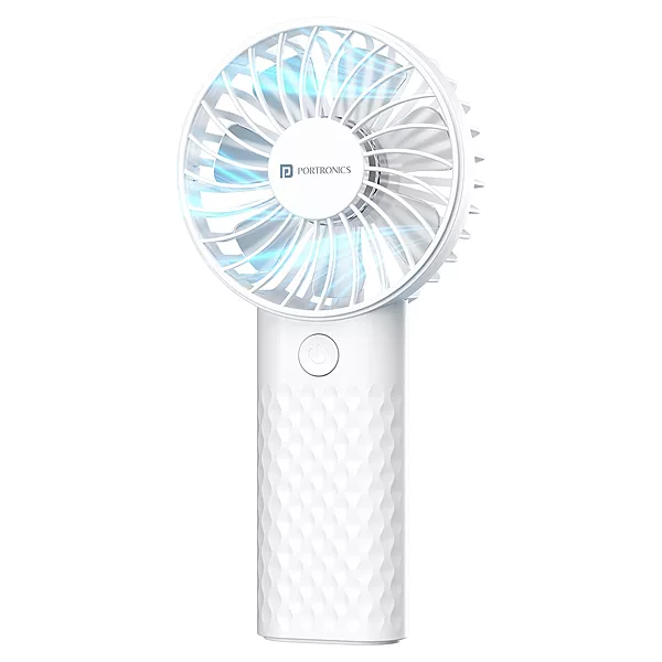 Portronics Toofan Mini 2 Handheld Fan – Rechargeable, 6-Speed, 7 Blades, White