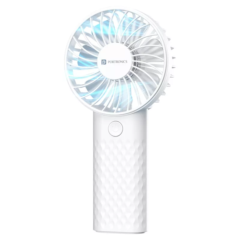 Portronics Toofan Mini 2 Handheld Fan – Rechargeable, 6-Speed, 7 Blades, White