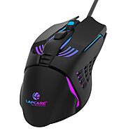 Lapcare Champ LGM-105 Gaming Mouse – Adjustable 3600 DPI | 6 Programmable Buttons | RGB Backlighting | 1 ms Polling Rate | Braided USB Cable | PC & Laptop Gaming Mouse